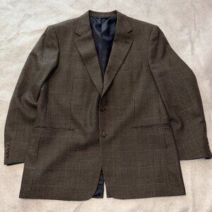 Burberry London Mens 43R Wool Blazer Made USA Brown Micro Houndstooth Coat